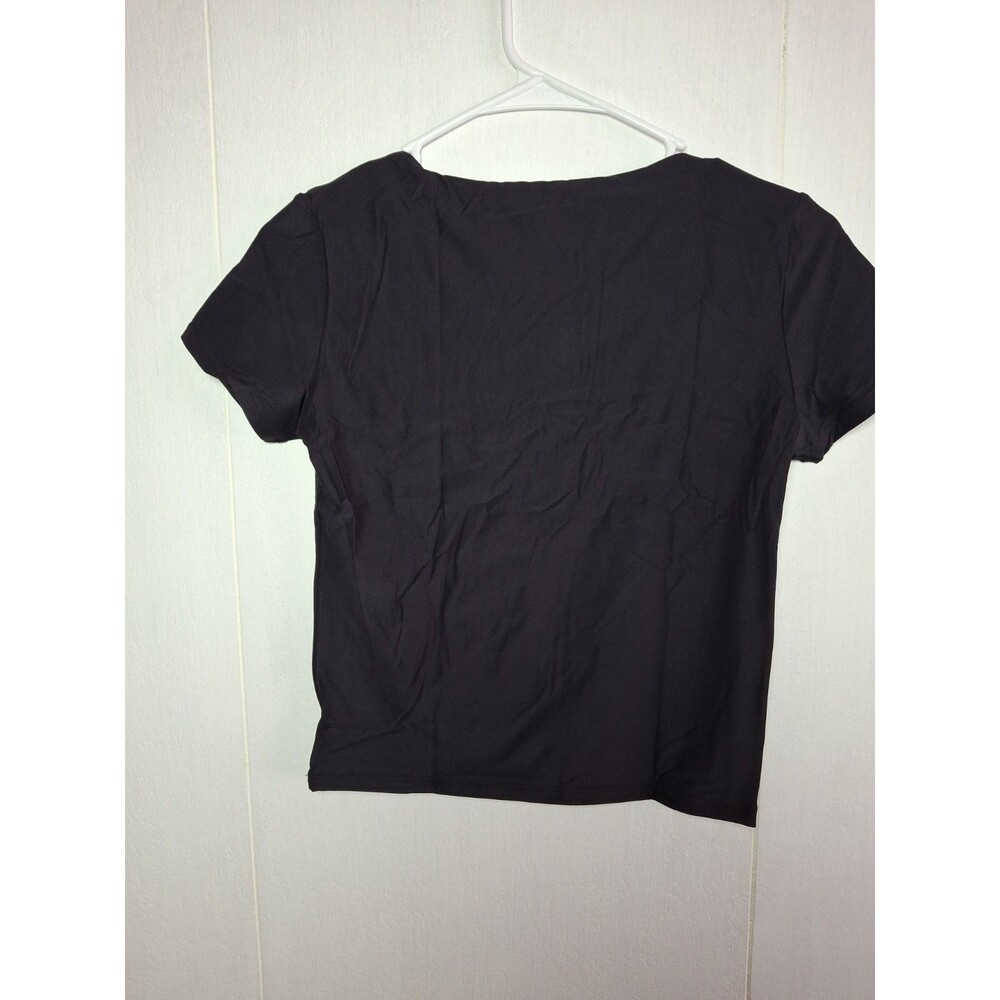 Black Square Neck Crop Top | Fits M (Tag L) | Soft Stretch | SKIMS-Inspired - Picture 4 of 9